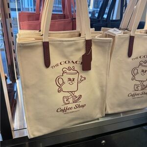 Coach limited edition lil Miss Jo Cream and Brown Coffee Shop Tote